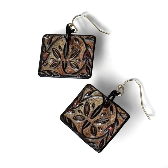 5 For $25💫Cray Cray Metallic Square Dangles Earrings - Picture 3 of 4